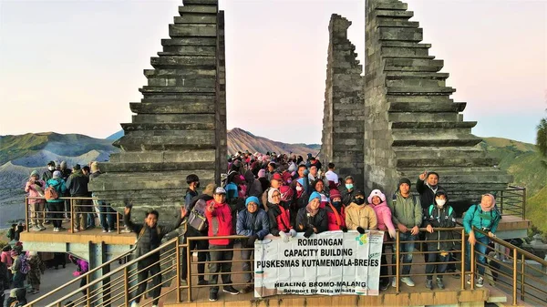Vacker Antenn Utsikt Över Toppen Mount Bromo East Java Indonesien — Stockfoto