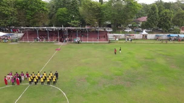 Aerial View Amateur Football Field Amateur Football Match — Vídeo de Stock