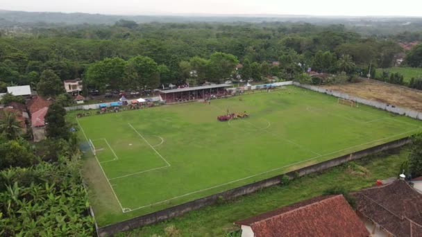 Aerial View Amateur Football Field Amateur Football Match — Αρχείο Βίντεο