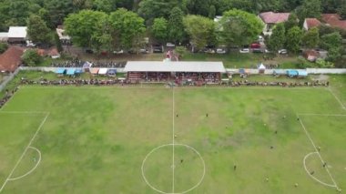 Aerial view of amateur football field - amateur football match.