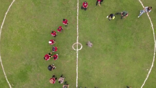 Aerial View Amateur Football Field Amateur Football Match — Vídeo de stock