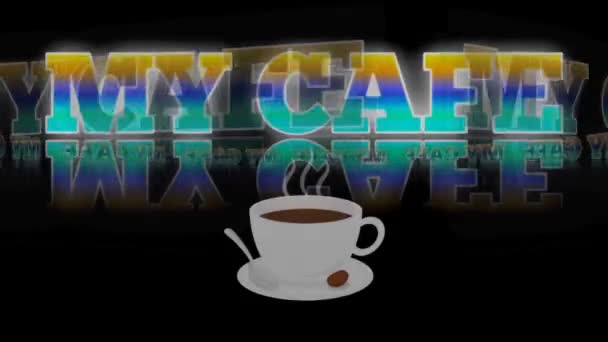 Unique Text Animation Flashes Reads Cafe Beautiful Colors — Video