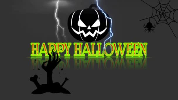 Video Illustration Pulsating Text Reads Happy Halloween Unique Gradient Color — Wideo stockowe