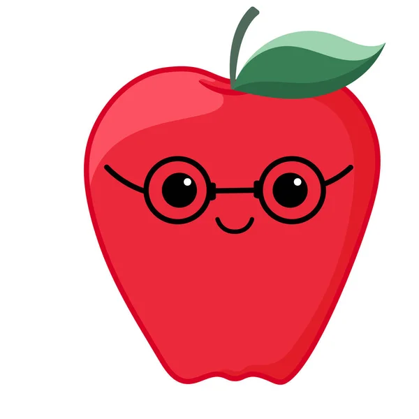 Leuke Appel Vector Pictogram Illustratie Apple Sticker Cartoon Logo Kawaii — Stockvector