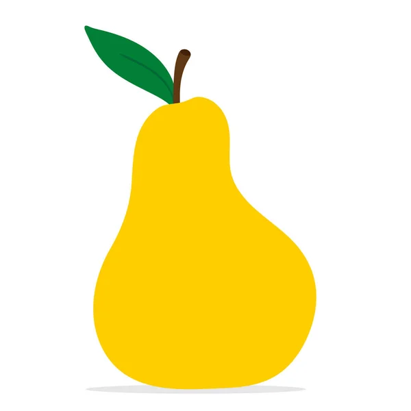Gele Kleurrijke Peer Fruit Pictogram Geïsoleerd Witte Achtergrond Cartoon Plat — Stockvector