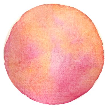 Red watercolor hand painted circle isolated on white. Round spots, drops of orange red color.