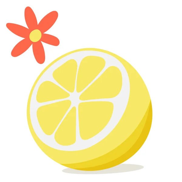 Juicy Lemon Slice Isolated White Background Vector Clip Art Illustration — Archivo Imágenes Vectoriales