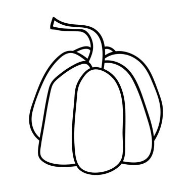 Tek elle çizilmiş balkabağı. Doodle vektör çizimi. Beyaz bir arka planda izole edilmiş. Şükran Günü Dekorasyonu