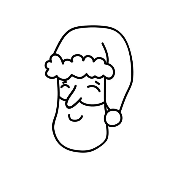 Une Seule Main Dessinée Tête Père Noël Illustration Vectorielle Doodle — Image vectorielle