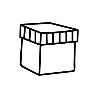 Tek el çizilmiş kutu. Doodle vektör çizimi. Beyaz bir arkaplanda izole edilmiş.