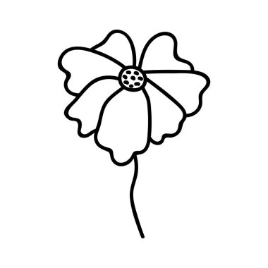 Tek elle çizilmiş çiçek. Çizimler vektör illüstrasyonu. Beyaz bir arkaplanda izole edilmiş.