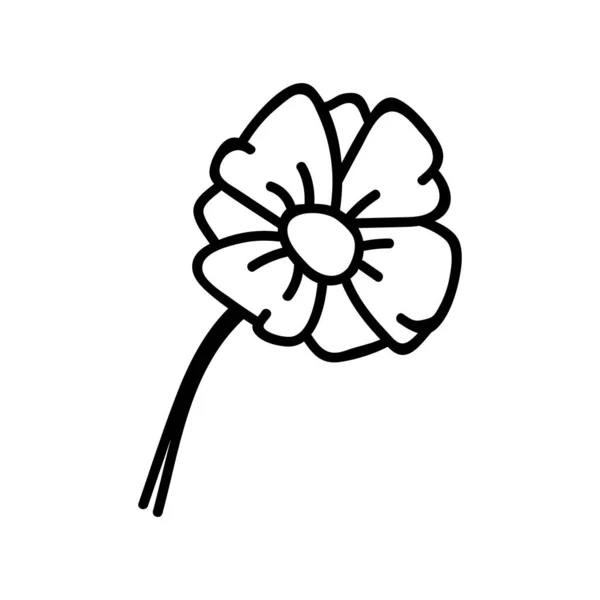 Eenhandse Bloemenkop Doodles Vector Illustratie Geïsoleerd Een Witte Achtergrond — Stockvector
