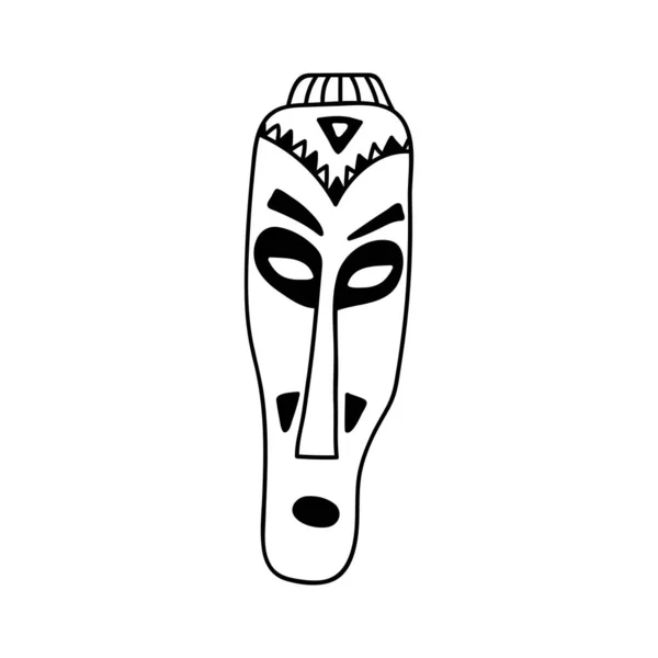 Masque Bois Africain Dessiné Main Illustration Vectorielle Des Caniches Isolé — Image vectorielle
