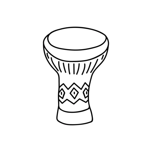 手描きの伝統的なアフリカのドラム ベクトルイラストをかわす 白い背景に隔離されています カンザー風 — ストックベクタ