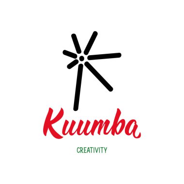 Traditional Kwanzaa symbols. Kuumba means Creativity. Vector icon and lettering. Isolated on white background. clipart