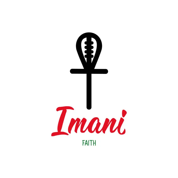 Geleneksel Kwanzaa sembolleri. Imani, Faith demek. Vektör simgesi ve harf. Beyaz arkaplanda izole.