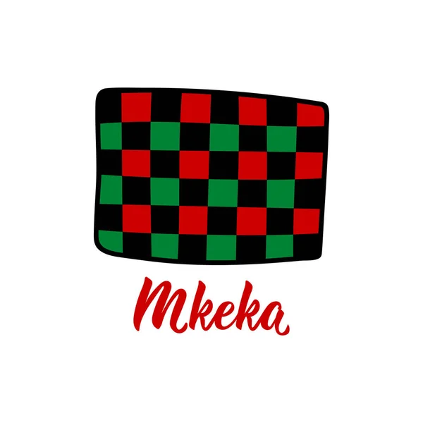 Tradiční Symboly Kwanzaa Mkeka Znamená Mat Izolované Bílém Pozadí Africký — Stockový vektor