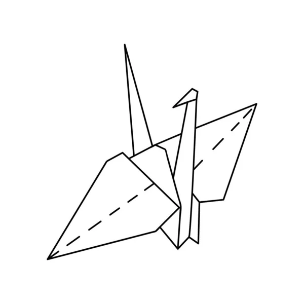 Single Hand Drawn Crane Origami Technique Doodles Vector Illustration Home — ストックベクタ
