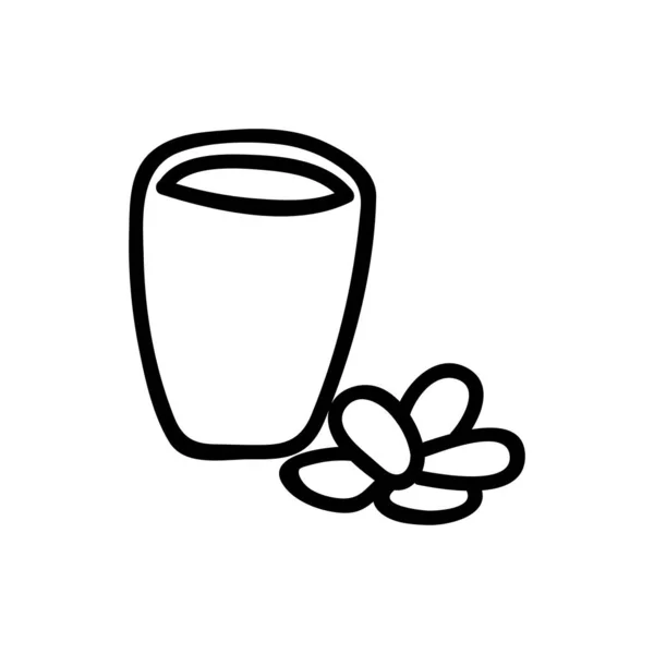 Glas Milch Und Datteln Doodle Vektor Illustration Ramadan Sketch Isoliert — Stockvektor