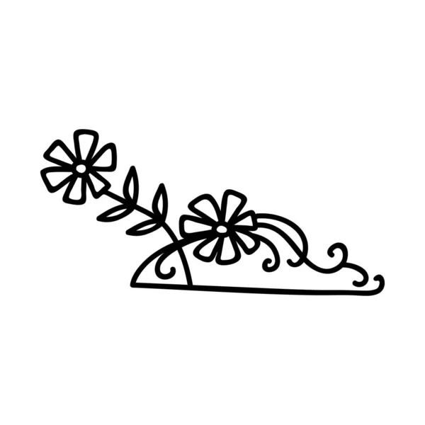 Padrão Floral Desenhado Mão Ilustração Vetorial Doodle Isolado Sobre Fundo — Vetor de Stock