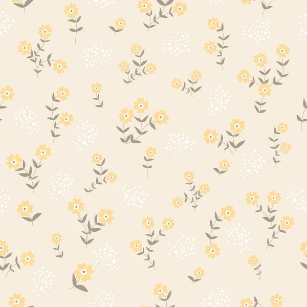 Бесшовный Декоративный Узор Маленькими Желтыми Цветами Печать Текстиля Обоев Чехлов — стоковый вектор
