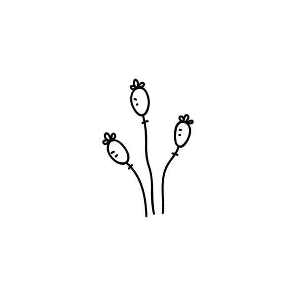 Handritade Blommor Doodles Vektor Illustration Isolerad Vit Bakgrund — Stock vektor