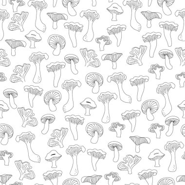 Mantarlı kusursuz desen. Tekstil, kapak ve yüzey için baskı. Moda kumaşı için. Sonbahar deseni