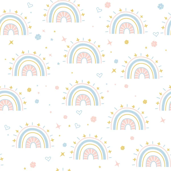 Pastel gökkuşağı desenli kusursuz desen. Tekstil, kapak ve yüzey için baskı. Moda kumaşı için.
