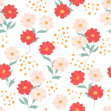 Şirin çiçekli kusursuz dekoratif zarif desen. Tekstil, duvar kâğıdı, kapak, yüzey baskısı. Retro stil. Moda kumaşı için.