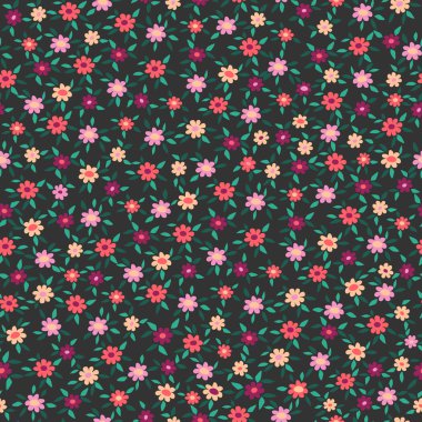 Küçük çiçekli kusursuz dekoratif desen. Tekstil, duvar kâğıdı, kapak, yüzey baskısı. Moda kumaşı için.