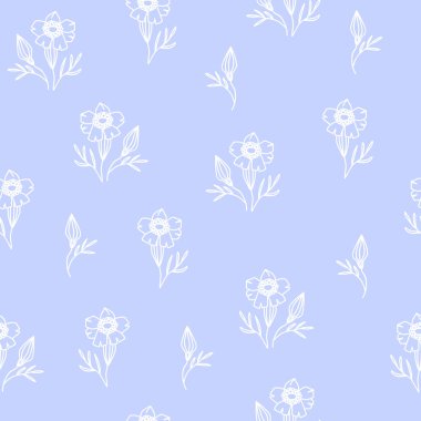 Şirin çiçekli kusursuz dekoratif zarif desen. Tekstil, duvar kâğıdı, kapak, yüzey baskısı. Retro stil. Moda kumaşı için.