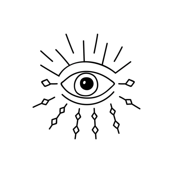 Beauty Occult Logo Eye Doodle Style Vector Illustration Icon Logo — ストックベクタ
