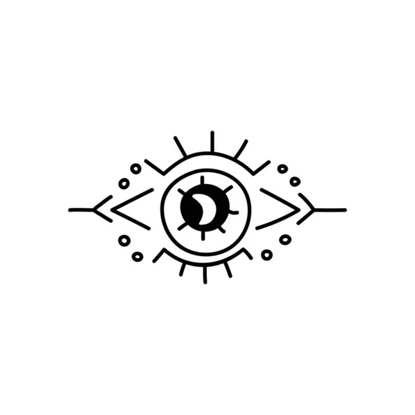 Beauty Occult Logo Eye Star Doodle Style Vector Illustration Icon — ストックベクタ