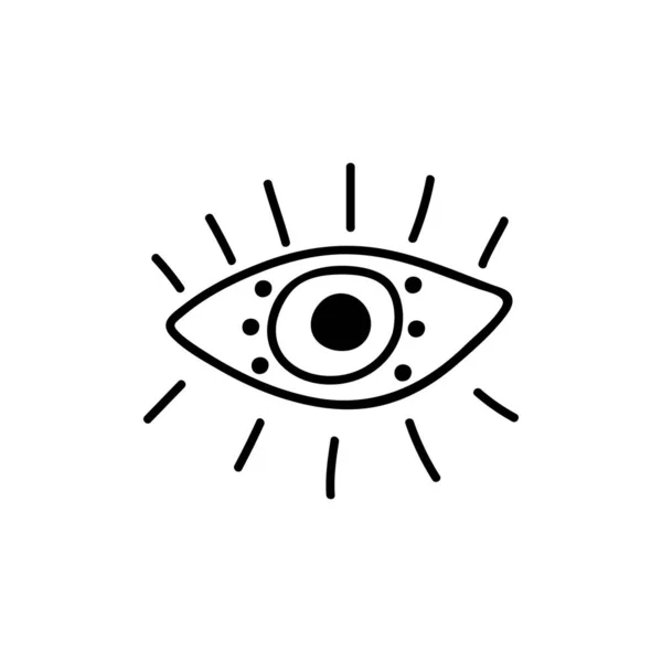 Einhändig Gezeichnetes Auge Doodle Vektor Illustration Isoliert Auf Weißem Hintergrund — Stockvektor
