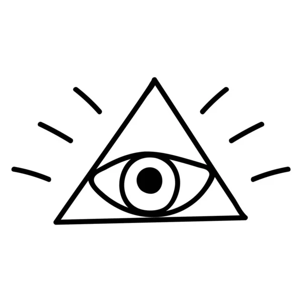 Single Hand Drawn Eye Triangle Doodle Vector Illustration Isolated White — ストックベクタ