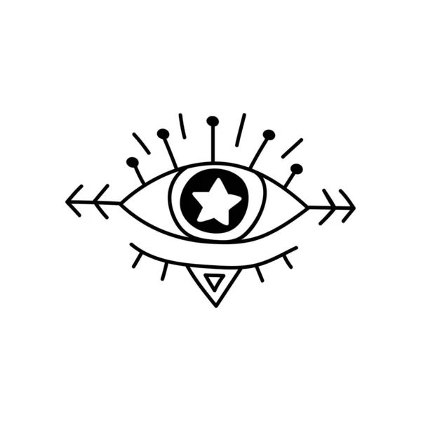 Logo Okultisme Dengan Mata Dan Bintang Ilustrasi Vektor Untuk Ikon - Stok Vektor