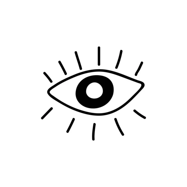 Einhändig Gezeichnetes Auge Doodle Vektor Illustration Isoliert Auf Weißem Hintergrund — Stockvektor