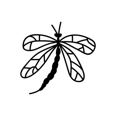 El çizimi kelebek. Doodle vektör çizimi. Beyaz bir arkaplanda izole edilmiş.