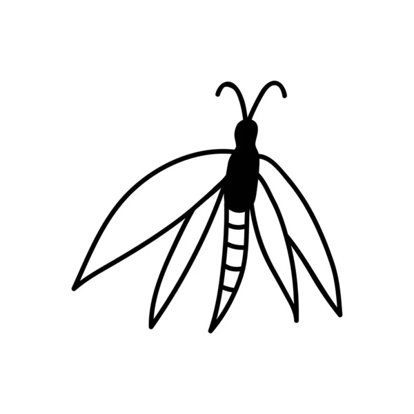 Ručně Tažený Motýl Vektorová Ilustrace Izolováno Bílém Pozadí — Stockový vektor