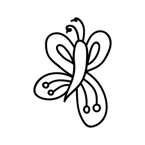 Hand Drawn Butterfly Doodle Vector Illustration Isolated White Background —  Vetores de Stock