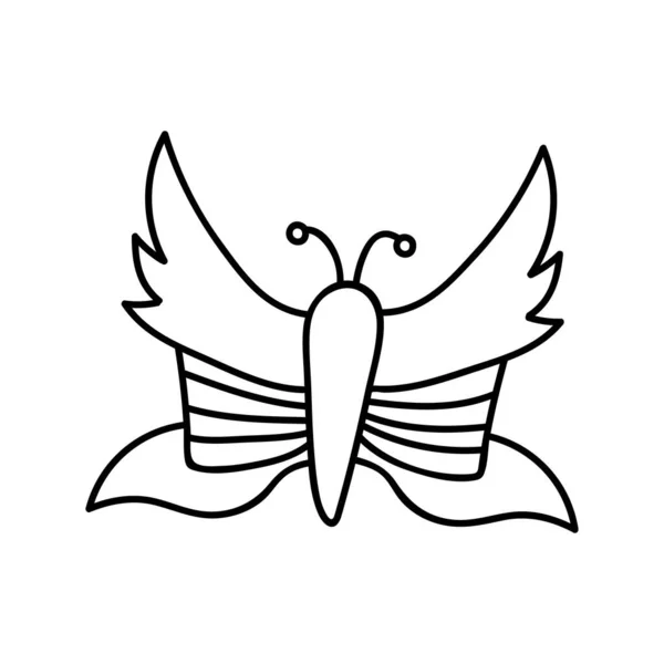 Papillon Dessiné Main Illustration Vectorielle Doodle Isolé Sur Fond Blanc — Image vectorielle