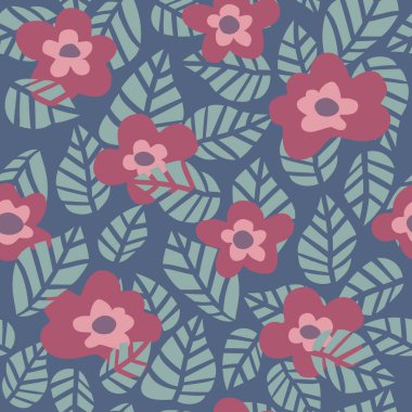 Şirin çiçekli kusursuz dekoratif desen. Tekstil, duvar kâğıdı, kapak, yüzey baskısı. Retro stil. Moda kumaşı için.