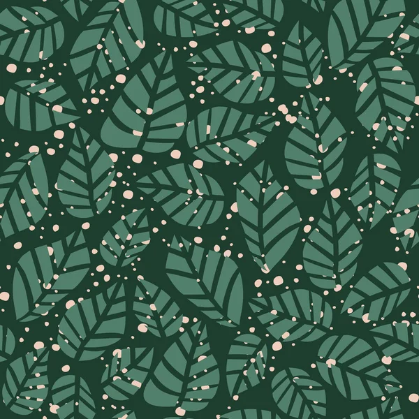 Seamless Floral Pattern Green Leaves Print Textile Wallpaper Covers Surface — Vector de stock