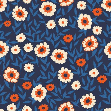 Küçük çiçekli kusursuz dekoratif desen. Tekstil, duvar kâğıdı, kapak, yüzey baskısı. Moda kumaşı için.