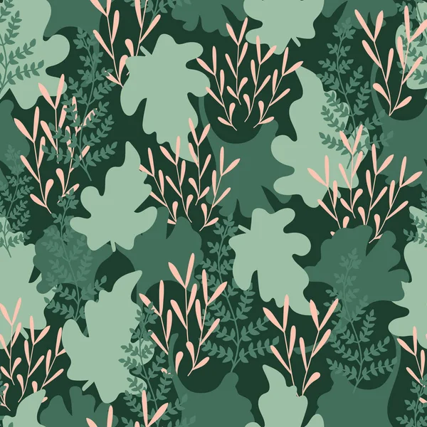 Seamless Floral Pattern Green Pink Leaf Print Textile Wallpaper Covers — Vector de stock