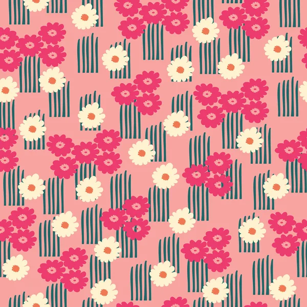 Seamless Decorative Pattern Abstract Flowers Print Textile Wallpaper Covers Surface — 스톡 벡터