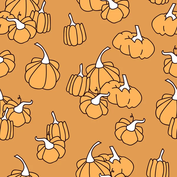 Seamless Pattern Pumpkins Print Textile Wallpaper Covers Surface Retro Stylization — Stock Vector