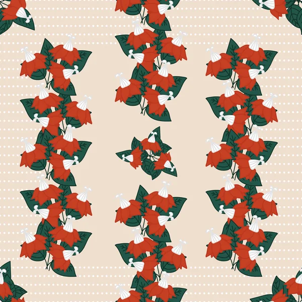 Seamless Decorative Elegant Pattern Cute Red Flowers Print Textile Wallpaper — Stock Vector