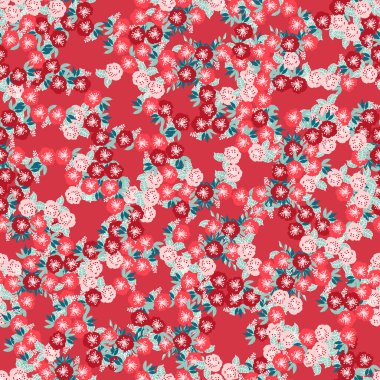 Seamless decorative pattern with little flowers. Print for textile, wallpaper, covers, surface. For fashion fabric. Modern style millefleurs.