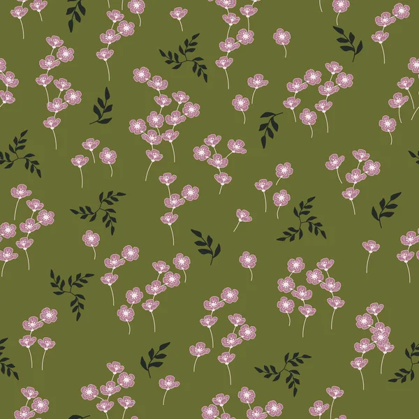 Seamless Decorative Pattern Cutes Purple Flowers Print Textile Wallpaper Covers — Vector de stock